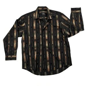 Jhane Barnes Vintage Geometric Aztec Design Men's Shirt, Size Large